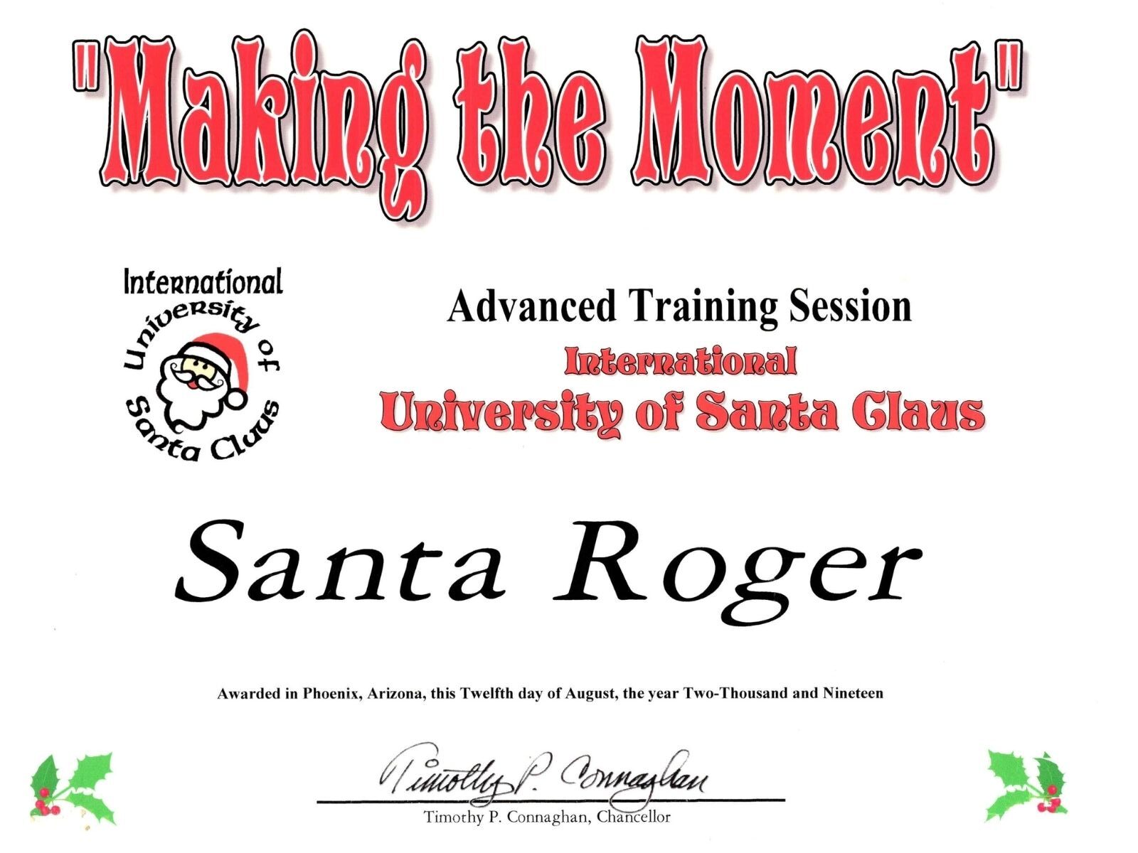 Roger's advanced Traing certificate